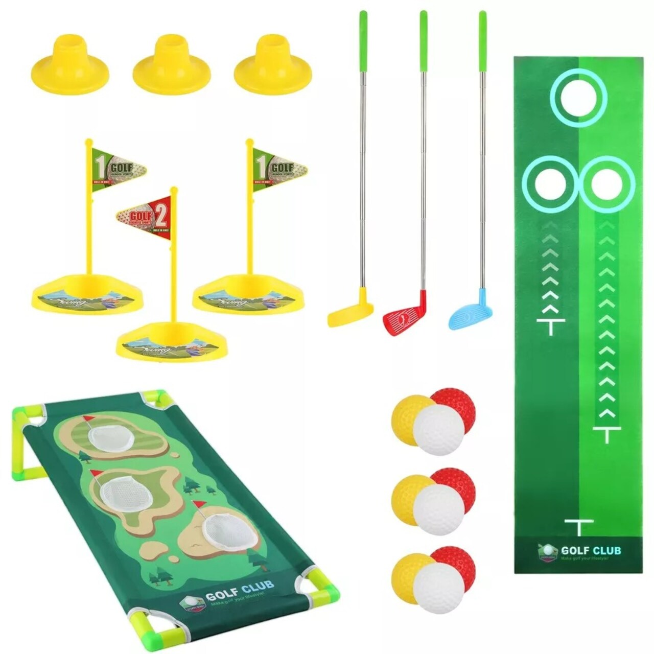 Kids Toddler Golf Set with 9 Balls & 3 Golf Club Sport Games Toys Christmas Gift